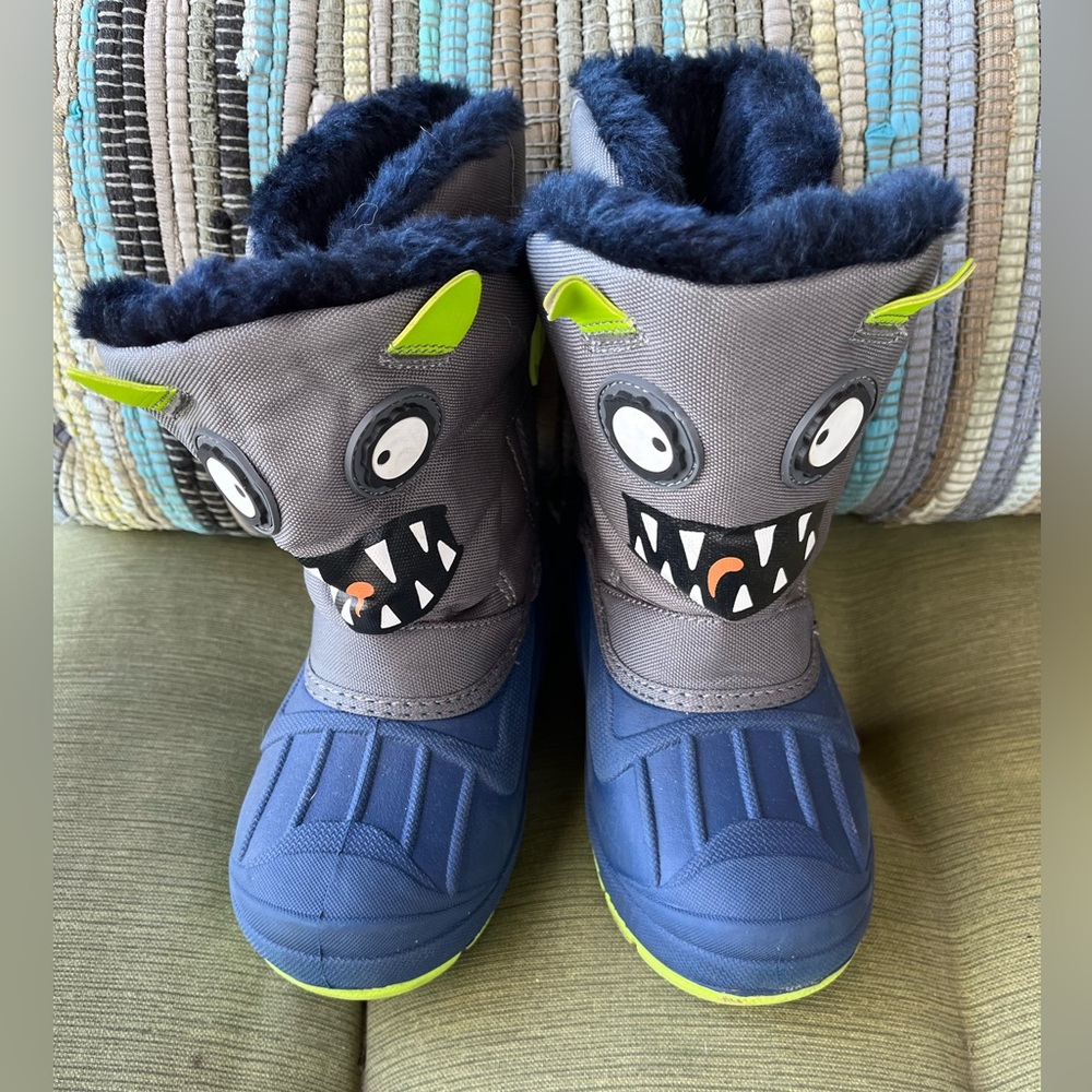 Monster Face Kids Boots - Blue and Gray